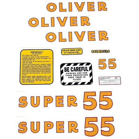 Aftermarket DEC169 Mylar Decal Set, Fits Oliver Super 55 DEC169-STR